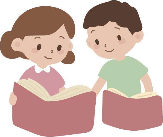 Children reading illustration